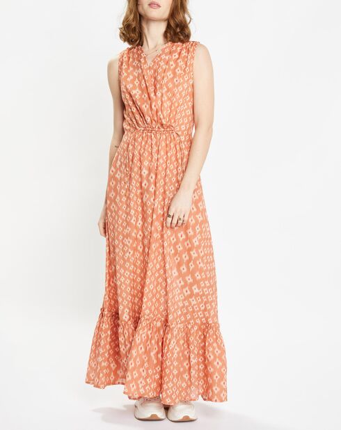 Robe maxi Gloria imprimé saumon