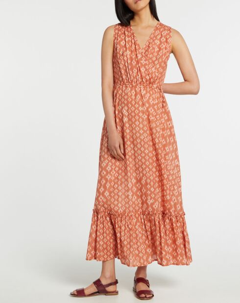 Robe maxi Gloria imprimé saumon