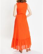 Robe longue Gloria froncée orange