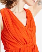Robe longue Gloria froncée orange