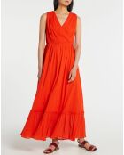 Robe longue Gloria froncée orange