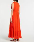 Robe longue Gloria froncée orange