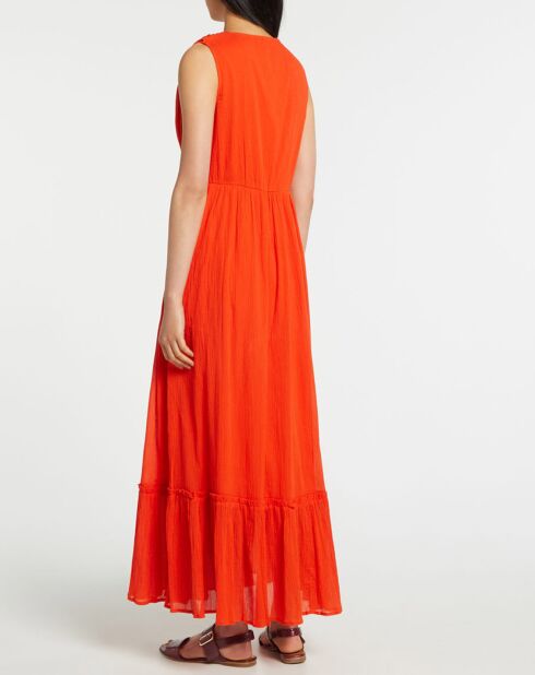 Robe longue Gloria froncée orange