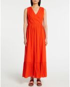 Robe longue Gloria froncée orange
