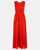 Robe longue Gloria froncée orange