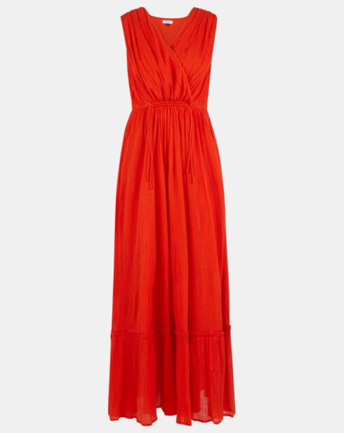 Robe longue Gloria froncée orange