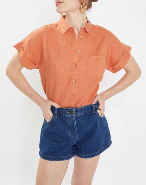 Chemise en 100% Lin lavé Gringo rouille
