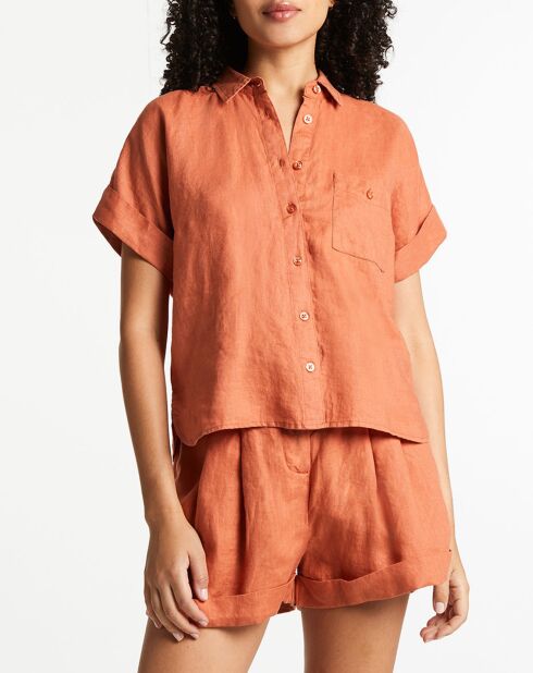 Chemise en 100% Lin lavé Gringo rouille