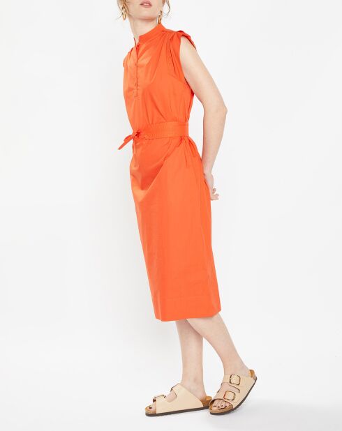 Robe mi-longue droite Gardenia orange