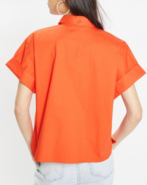 Chemise oversize en Coton MC corail