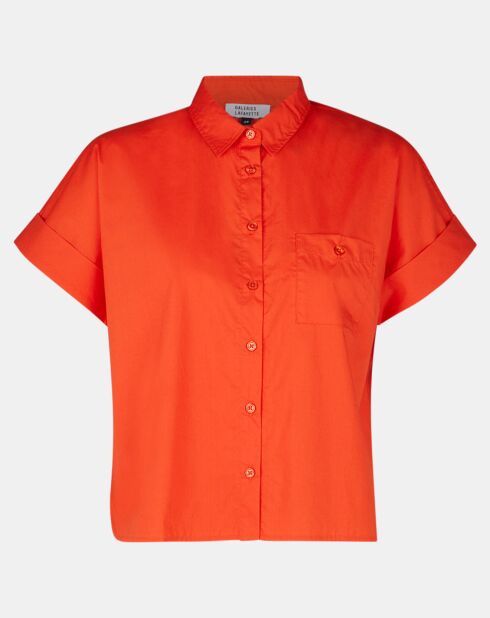 Chemise oversize en Coton MC corail