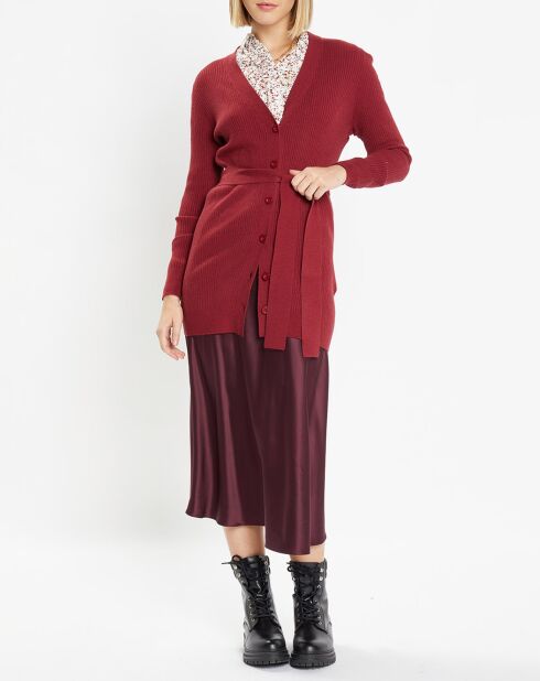 Gilet en Maille côtelée stretch Fernand bordeaux