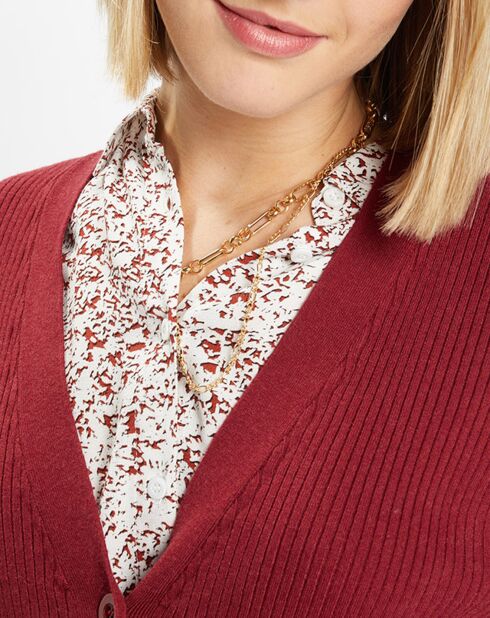 Gilet en Maille côtelée stretch Fernand bordeaux
