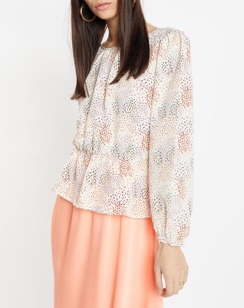 Blouse fluide Gala imprimée beige clair