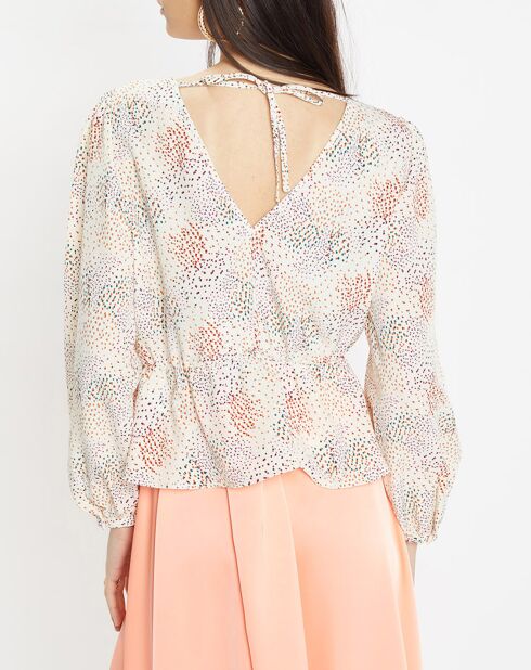 Blouse fluide Gala imprimée beige clair