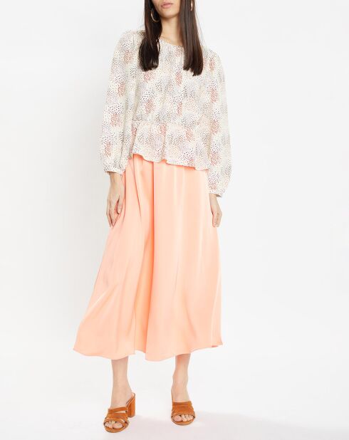 Blouse fluide Gala imprimée beige clair