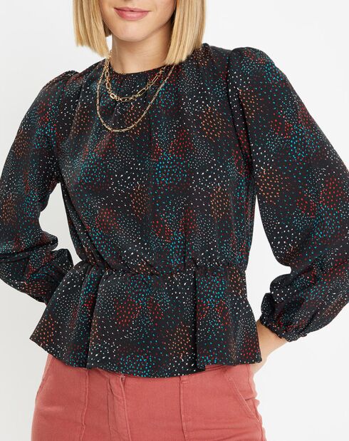 Blouse fluide Gala imprimé noire
