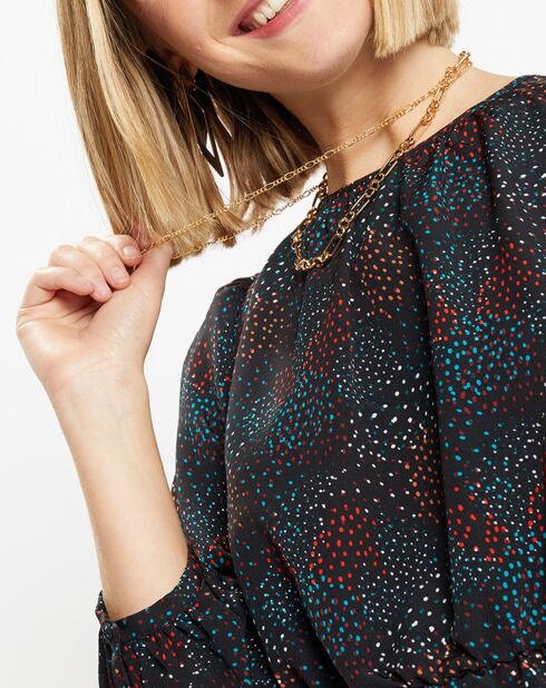 Blouse fluide Gala imprimé noire