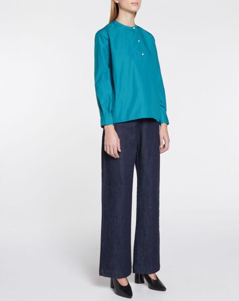 Blouse droite en Coton Genoise bleu moyen