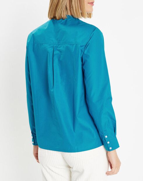 Blouse droite en Coton Genoise bleu moyen