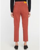 Jean délavé en Toile de coton 7/8 marron