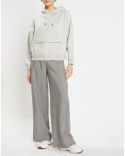 Pantalon large et fluide imprimé pied-de-poule bleu