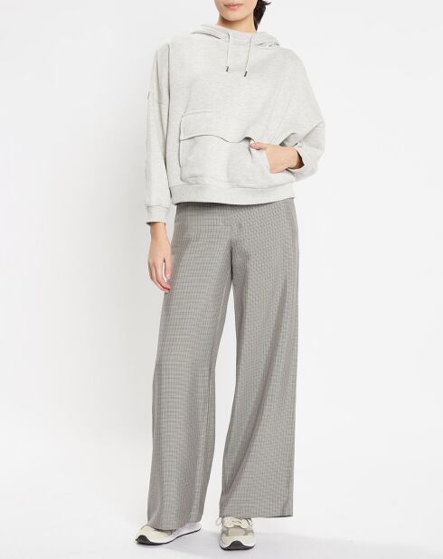 Pantalon large et fluide imprimé pied-de-poule bleu