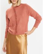 Cardigan droit en Maille fine Dya saumon
