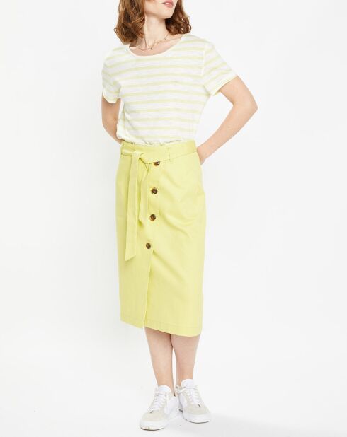 Lichtgele katoenen wikkelrok van Loca