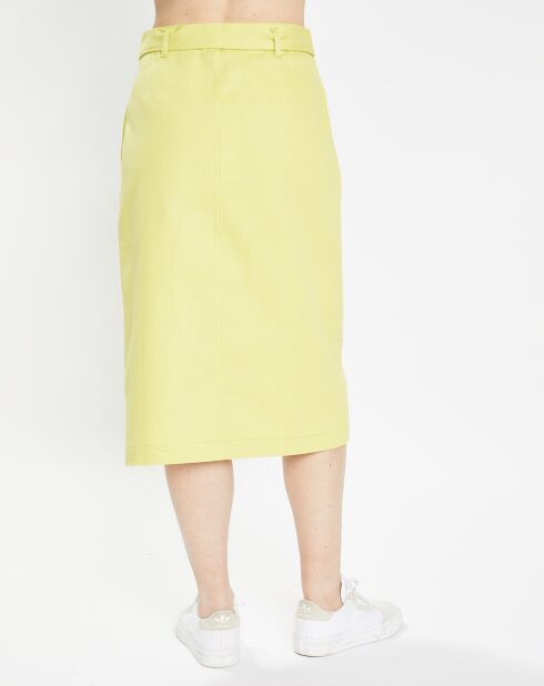 Lichtgele katoenen wikkelrok van Loca