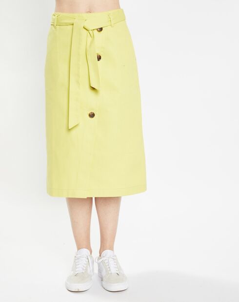 Lichtgele katoenen wikkelrok van Loca