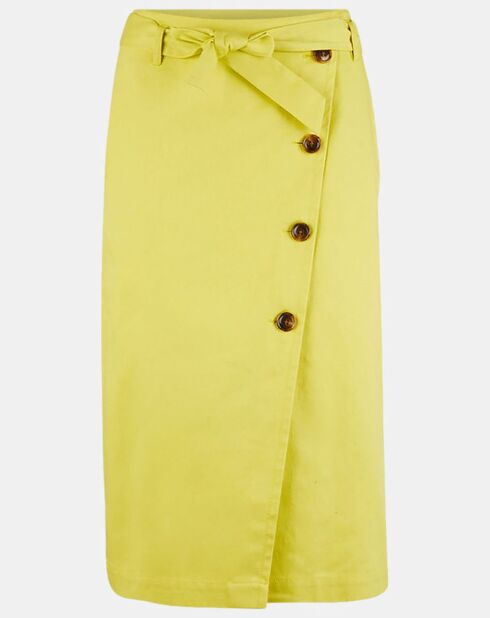 Lichtgele katoenen wikkelrok van Loca