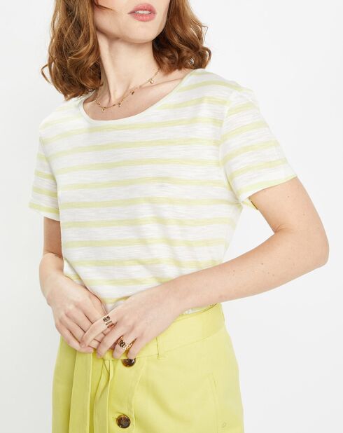 T-Shirt en Coton Bio mélangé Noris Flamme blanc/vert