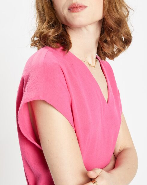 Fuchsienrosafarbenes Kleid Lima aus Biobaumwolle