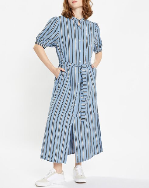Robe longue chemise Laurier à rayures bleu