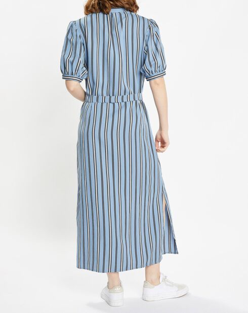 Robe longue chemise Laurier à rayures bleu