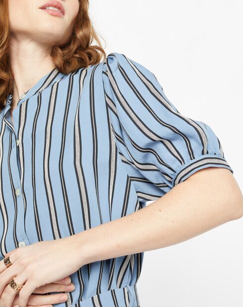 Robe longue chemise Laurier à rayures bleu