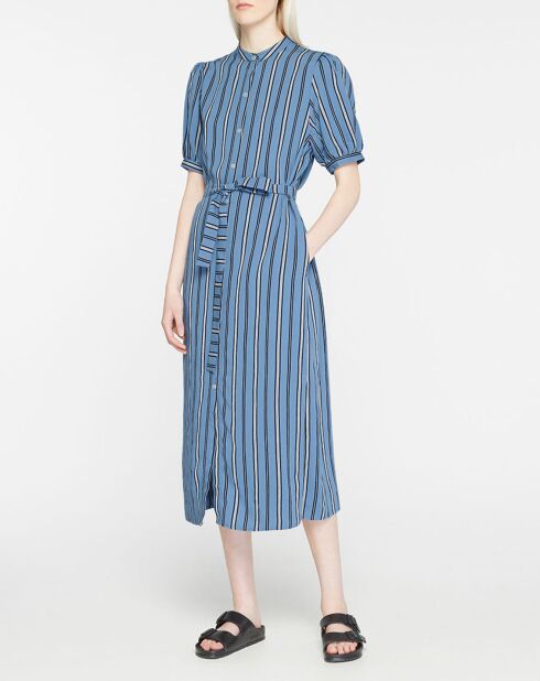 Robe longue chemise Laurier à rayures bleu