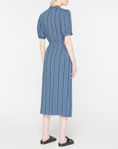 Robe longue chemise Laurier à rayures bleu