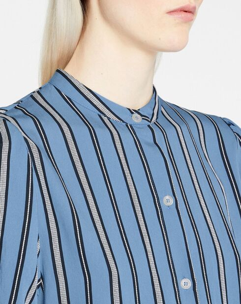 Robe longue chemise Laurier à rayures bleu