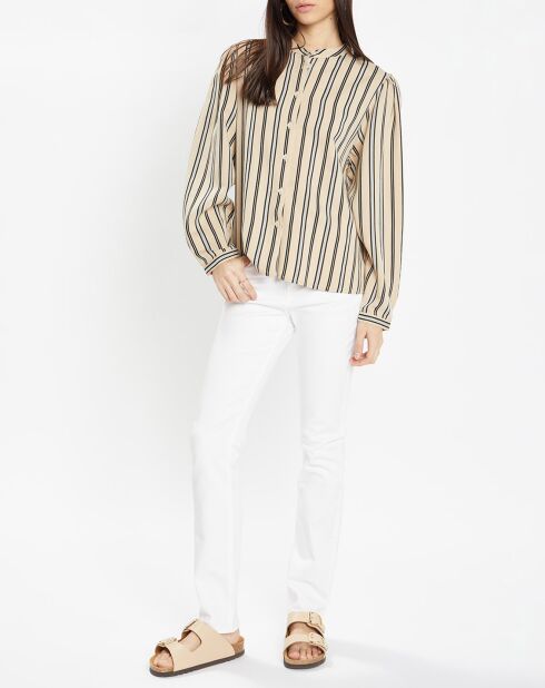 Chemise droite Laurie à rayures beige/noir
