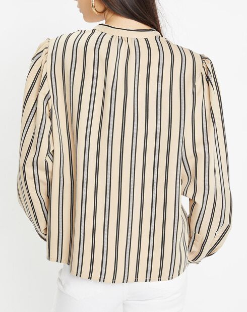 Chemise droite Laurie à rayures beige/noir
