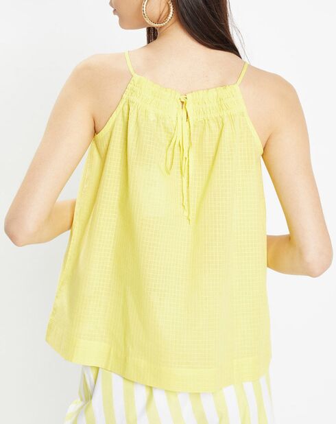 Top Lagos de algodón orgánico con finos tirantes amarillos