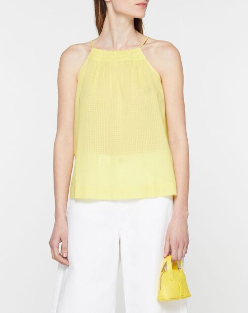 Top Lagos de algodón orgánico con finos tirantes amarillos