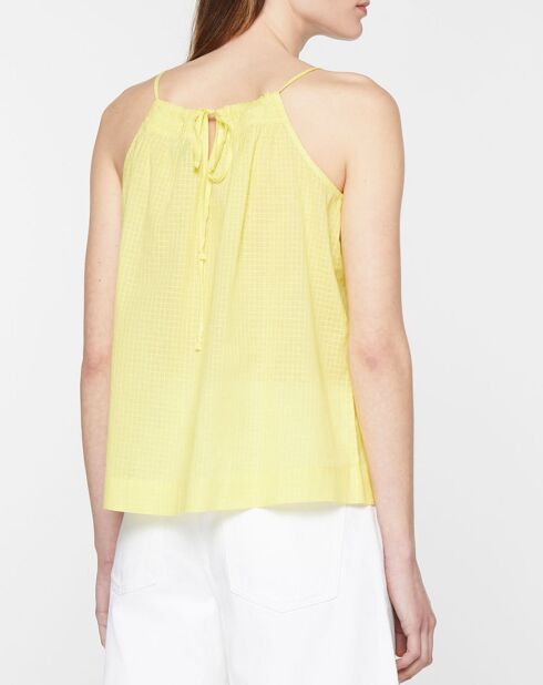 Top Lagos de algodón orgánico con finos tirantes amarillos