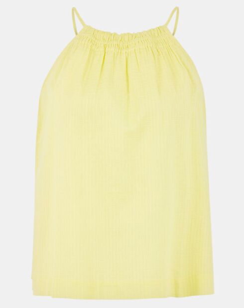 Top Lagos de algodón orgánico con finos tirantes amarillos