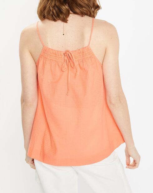 Top Lagos de algodón orgánico con tirantes finos de color naranja