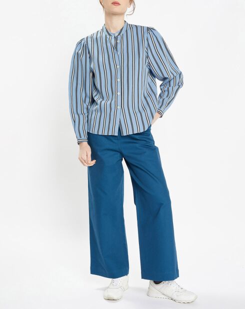Pantalon 7/8 en twill de coton biologique Clément bleu foncé