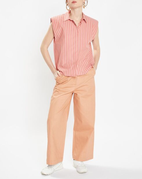 7/8-Hose aus Bio-Baumwolltwill Clément pfirsichrosa