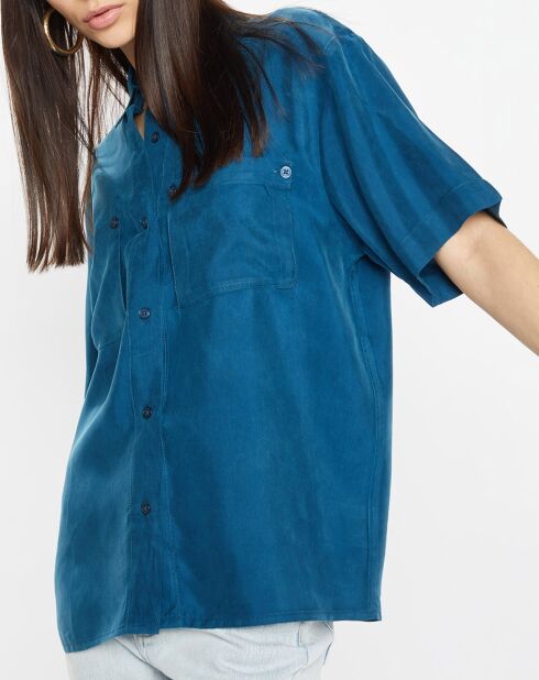 Chemise fluide Carlos à manches courtes bleu foncé